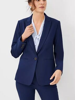 Ann Taylor The Long One Button Blazer in Bi-Stretch